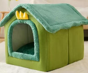Cama para Perros y Gatos en Forma de Techo, Ecológica, de Madera de Pino, con Materiales de Felpa, Diseño Moderno, Protectora para el Invierno, con Funda Desmontable y Lavable - Product Image 5