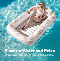 Nuevo Producto en Stock: Colchón Flotante Doble de PVC con Diseño de Hoja de Arce, Plegable, Estilo Negro, para Tomar el Sol en la Piscina