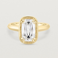 CHICNNA Nouvelle Arrivée Bague de Fiançailles en Vermeil Or 14 carats et Argent S925 avec Zircon, Motif Géométrique Classique, Bague de Luxe pour Anniversaire
