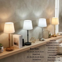 Lampe de bureau LED de style rétro minimaliste nordique moderne, luxe léger, avec batterie, abat-jour en tissu, commande tactile pour chambre à coucher