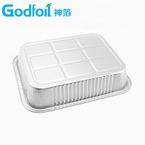 Barquette alimentaire rectangulaire en aluminium argenté à paroi lisse de 23 oz (8,5 po) pour la restauration aérienne professionnelle - Product Image 3