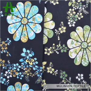 Mulinsen Textile High Quality Plain Woven Stretch Cotton Printed Floral Poplin Fabric For Dress And Shirt