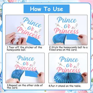 8 pièces Décorations <span class=keywords><strong>de</strong></span> centre <span class=keywords><strong>de</strong></span> table en nid d'abeille pour révélation du sexe Prince ou Princesse, roses <span class=keywords><strong>et</strong></span> bleues, avec motifs Château <span class=keywords><strong>et</strong></span> Couronne, pour garçon ou fille - Product Image 2