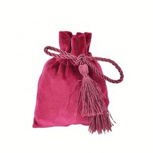Pochette en velours en gros, sac de maquillage, emballage de bonbons de mariage, pochette de rangement à cordon, pochettes cadeaux en tissu - Product Image 3