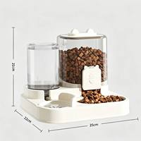 Distributeur d'eau et de nourriture automatique 2-en-1 pour animaux de compagnie d'intérieur avec grande capacité, bols et distributeurs pratiques en plastique antidérapant pour chiens et chats