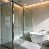 Porte de douche coulissante sans cadre en gros, verre de sécurité trempé, porte de salle de bain en verre durable et facile à nettoyer