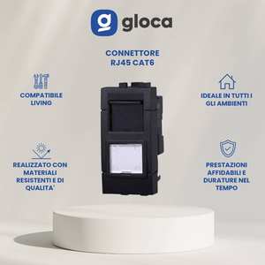Connecteur réseau Gloca RJ45 Cat6 en plastique noir, connecteurs Ethernet 1 port pour la série Living - Product Image 2