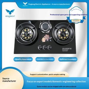 Cuisinière à <span class=keywords><strong>gaz</strong></span> encastrable de bureau à double usage Source Factory, panneau en verre trempé, protection anti-extinction de flamme, allumage électronique par impulsion, 3 brûleurs - Product Image 2