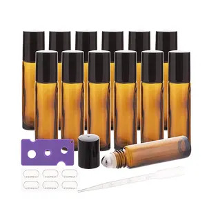 In stock 10Ml amber roll on Bottle Essential Oil steel Roller Ball glass Bottle for personal health care essential oil