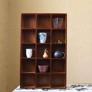 Bamboo multi-compartment Zen-inspired home decor item, tea <b>rack</b>, storage <b>rack</b>, antique display <b>shelf</b>, tea caddy, tea set <b>rack</b> - Product Image 4