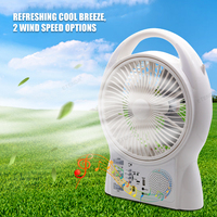 Ventilateur solaire multifonctionnel GD8029, 5800mAh, rechargeable, sans fil, avec audio Bluetooth, radio FM, lumière d'urgence pour la maison