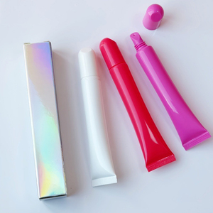 Tube de brillant à lèvres vide rose 10 ml avec porte-clés, tube cosmétique souple en plastique pour baume à lèvres, emballage de brillant à lèvres souple, marque privée - Product Image 5