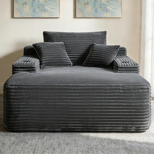 Chaise longue modulaire convertible hermétique à compression sous vide, en tissu velours côtelé profond, pour salon, avec rangement - Product Image 1