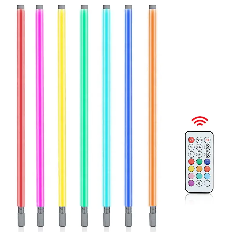 Lampu tabung warna RGB, tongkat lampu fotografi genggam dengan Remote kontrol untuk Foto Video Film Vlog