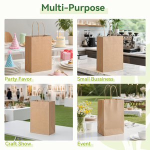 Bolsa de Papel Kraft Marrón Digital Ecológica y Reciclable con Cuerda de Algodón para Compras, Entrega de Alimentos, Comida para Llevar, Bolsas de Transporte de Comestibles - Product Image 5