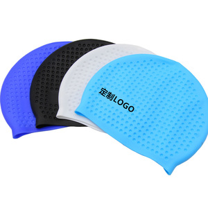 Gorro de Natación de Silicona con Orejeras, Diseño Texturizado en Forma de Lágrima para Adultos y Niños, Logotipo Personalizado, Venta al Por Mayor - Product Image 1