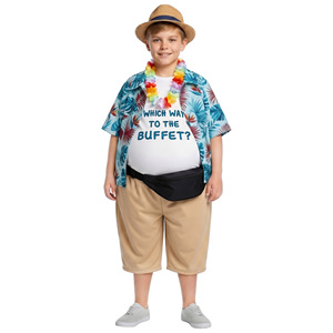 Disfraz Hawaiano Infantil con Temática de Personaje Gordo, Camisa Floral, Ropa de Verano para Actuaciones, Talla Mediana - Product Image 3