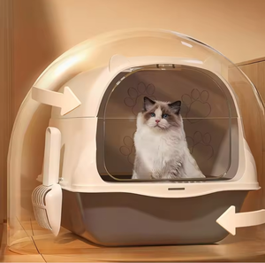 Bac à litière pour chat entièrement fermé, anti-fuite, anti-odeur, grande capacité, en matériau PP imperméable et épaissi - Product Image 1