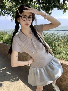 <span class=keywords><strong>เด</strong></span><span class=keywords><strong>รส</strong></span>ทรงเข้ารูปสไตล์อเมริกันเรโทร คอปก ปักลายถักแบบสลิมฟิต แขนสั้น เหมาะสำหรับฤดูร้อน ช่วยให้ดูผอมเพรียว - Product Image 3