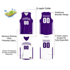 Traje de baloncesto reversible de alta calidad personalizado, camiseta de secado rápido, transpirable, de talla grande, técnica impresa - Product Image 4