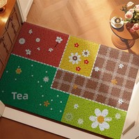Tapis de sol carré en soie colorée à motifs, antidérapant et résistant à la saleté, pour entrée de maison et couloir, vente en gros