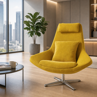 Fauteuils de salon modernes en cuir pivotants avec pieds en métal et mousse haute densité noire