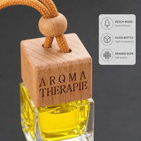 Diffuseur de parfum suspendu pour voiture 8ml, flacon en verre rechargeable avec couvercle en bois, pendentif d'huile essentielle pour décoration de rétroviseur de véhicule