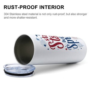 Gobelet isotherme en acier inoxydable de 20 oz avec motif personnalisé, tasse droite avec option paille - Product Image 5