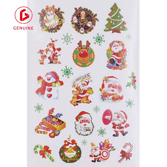 Customized water-soluble glued Christmas children's stickers with rich patterns
