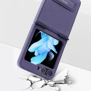 PU Leather Mobile Phone Case For Samsung Z Flip 4/5 Design Case For Phone With Magnetic Suction Bracket Anti-slip