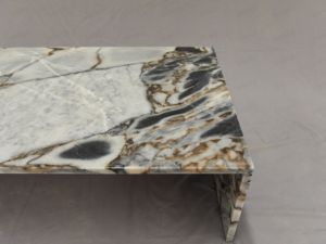 Tavolino da Caffè Rettangolare in Marmo Breccia Grigio, Arredamento di Lusso per Soggiorno in Pietra Naturale - Product Image 3