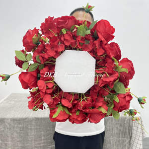 ลูกบอลดอกไม้ทำจากผ้าไหมสีแดงประดับโต๊ะประดับกลางโต๊ะสำหรับงานแต่งงานทำจาก2024 - Product Image 5