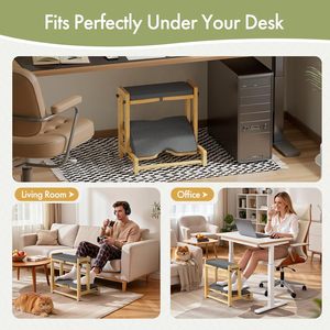 Repose-pieds ergonomique en bambou antidérapant à 4 angles réglables pour bureau, repose-pieds de bureau - Product Image 3