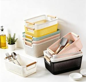 Multifunctional <b>Plastic</b> Storage <b>Basket</b> for Household Hollow Design for Bathroom Bedroom Desktop Kitchen Fruit Vegetable Storage - Product Image 1