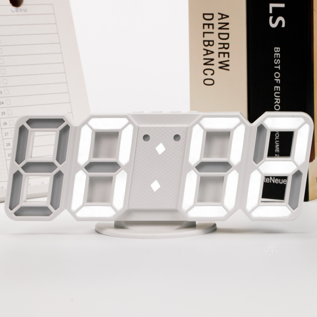 Mini Modern Digital LED 3D Style White Wall Clock Smart Home Product for Home Kitchen Decor for Large Small Desktop Living Room