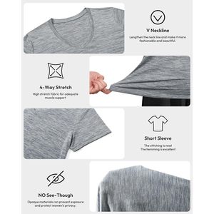 Chemises de sport pour femmes FOXA, manches courtes, ajustées, respirantes, séchage rapide, couleur unie, t-shirts de performance pour la salle de sport - Product Image 4