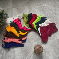 Nouvelle chaussette de Noël en velours avec nœud, à suspendre, pour la décoration de fête de famille, chaussettes de Noël personnalisées