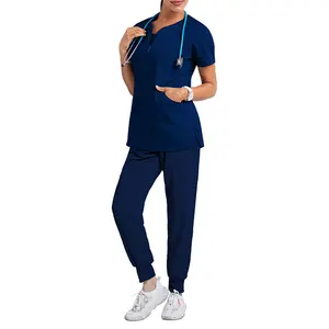 elastic quick dry nursing doctor dental Clinic beauty salon SPA operation scrubs suit custom logo women scrubs uniform sets
