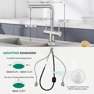 Hot Sale RO Stainless Steel Pull Out 3 Way Kitchen Single Hole Drinking Faucet for Filter Water - Product Image 5