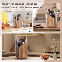 360 °   Rak Pisau Magnetik Putar Universal dari Kayu Akasia, Penyangga Peralatan Dapur, Organizer untuk Meja Dapur