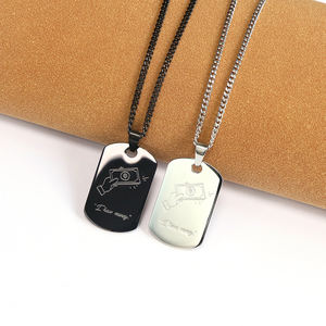 Collar <span class=keywords><strong>de</strong></span> acero inoxidable para hombre con cadena <span class=keywords><strong>de</strong></span> eslabones, nuevo diseño, etiqueta rectangular <span class=keywords><strong>de</strong></span> frase inspiradora grabada personalizada para niños - Product Image 2
