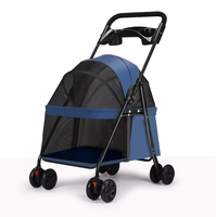 Carrito para Mascotas Plegable de Dos Manos, Ecológico, de 4 Ruedas, Ligero, de Acero al Carbono y Tela Oxford, para Perros Pequeños y Gatos, Portátil, Superventas
