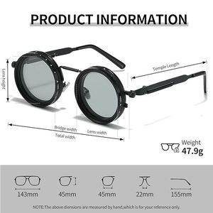 Lunettes de soleil polarisées rondes avec filtre ND intégré, lentille UV400, luminosité réglable et <span class=keywords><strong>l</strong></span>égères pour les activités de plein air - Product Image 6