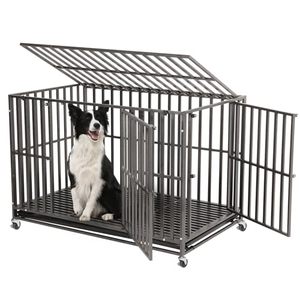 STKBES 36-55in <span class=keywords><strong>Heavy</strong></span> <span class=keywords><strong>Duty</strong></span> Grands Chiens <span class=keywords><strong>Cage</strong></span> Acier Haute Résistance Facile à Installer Caisse pour Chien Chenil pour Chien de Compagnie - Product Image 3