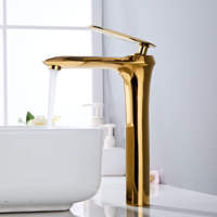 Robinet de lavabo monocommande multifonction en laiton, chaud/froid, finition chrome, grand format, mitigeur cascade, couleur or, vente en gros