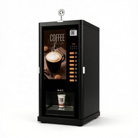 Distributeur automatique de café en libre-service commercial V-408F OlaOficina en acier inoxydable, 4 compartiments à poudre, 3 boissons, boîte à lumière LED, garantie 1 an