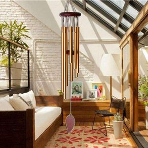 Carillons éoliens en cuivre et aluminium avec 6 tubes accordés, dessus en bois, crochet de suspension pour jardin, patio, décoration intérieure - Product Image 2