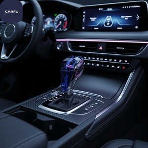 トヨタJDM用CARFUユニバーサル、スタイリッシュなクリスタルベージュハンドルシフトレバー、LEDライト付きオートマチックデュアルカーギアノブ - Product Image 1