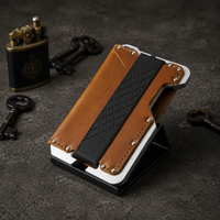 Portefeuille en aluminium anti-RFID Boshiho, porte-cartes en cuir Crazy Horse, bande élastique, portefeuille fin pour homme, logo personnalisé