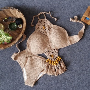 Traje de Baño de Ganchillo para Mujer <span class=keywords><strong>STYX</strong></span>-YX088, Bikini Personalizado, Sexy, Sólido, de Dos Piezas, Ropa de Playa - Product Image 5